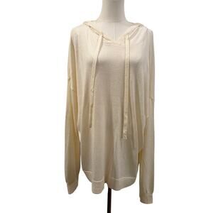 Members Mark Luxury Knitwear Cashmere Blend Light Hoodie Cream Women XXL Soft